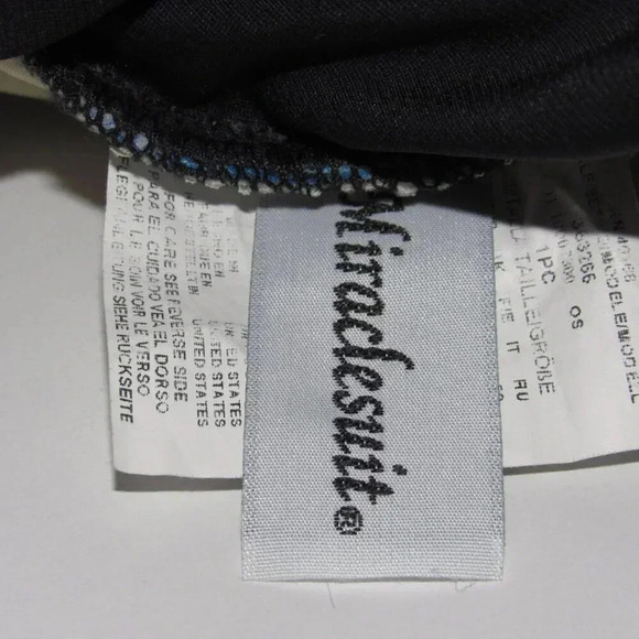 MIRACLESUIT Black Blue Gray Ruched One-Piece Swimsuit Size 14 - Picture 5 of 5